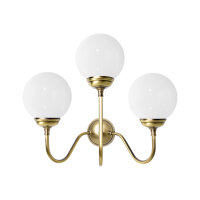 Applique 3 flammes E14 verre laiton v&eacute;ritable L :...