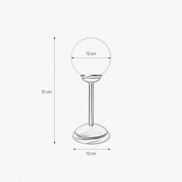 Lampe de table verre laiton H : 31 cm Abat-jour sphérique E14 petit