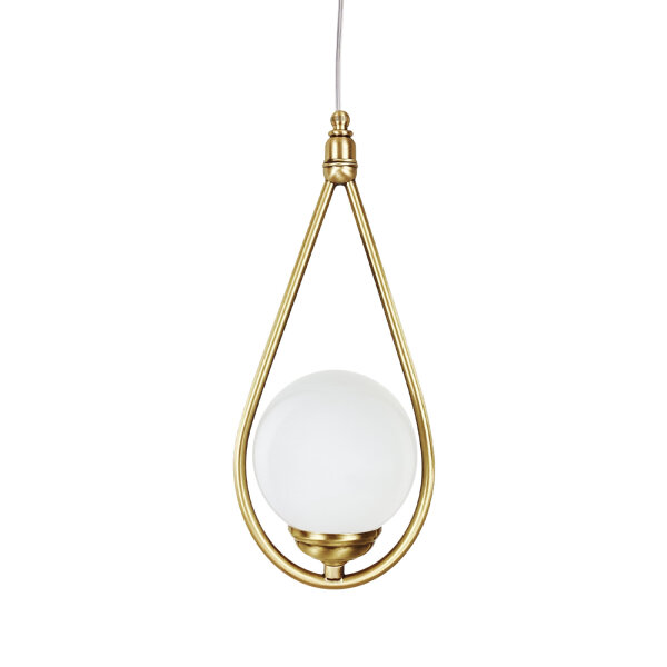 Lampe à suspendre en bronze clair blanc E14 laiton verre Art Nouveau