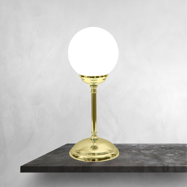 Lampe de table laiton verre H : 31 cm Boule abat-jour E14