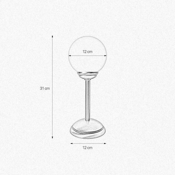 Lampe de table laiton verre H : 31 cm Boule abat-jour E14