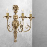 Applique murale laiton 3 flammes E14 en bronze clair Floral