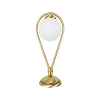 Lampe de table laiton verre 38 cm en bronze clair blanc E14