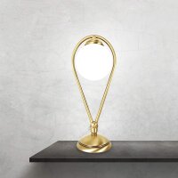 Tischlampe Messing Glas 38 cm in Bronze hell Weiß E14