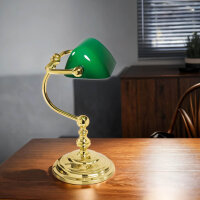 Bankerlampe Grün Messing massiv Glas 29 cm hoch...