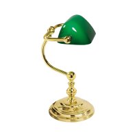 Bankerlampe Grün Messing massiv Glas 29 cm hoch...