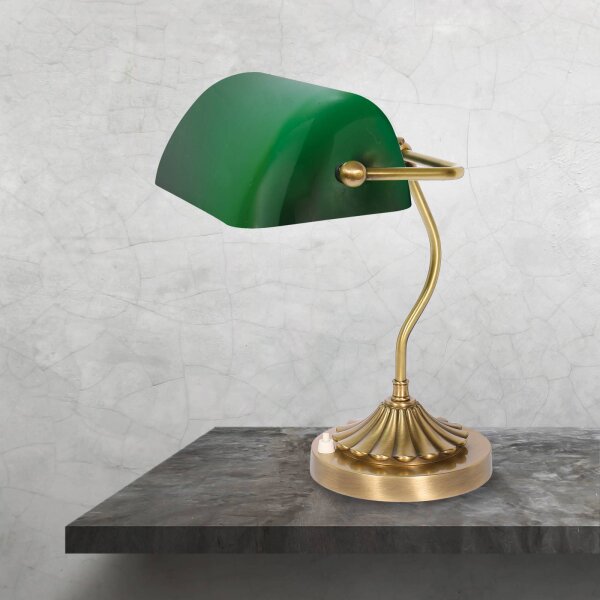 Lampe de banquier Gün Bronze H : 30 cm en laiton verre E27