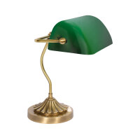 Bankerleuchte Gün Bronze H: 30 cm aus Messing Glas E27