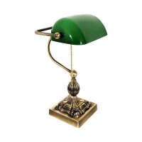 Lampe de banquier laiton massif verre 36 cm de haut...