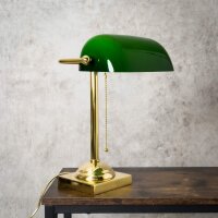 Lampe de banquier E27 34 cm laiton verre interrupteur...