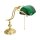 Lampe de banquier Interrupteur à tirette 38 cm E27 laiton verre vert