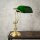 Lampe de banquier Interrupteur à tirette 38 cm E27 laiton verre vert
