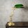 Lampe de banquier Interrupteur à tirette 38 cm E27 laiton verre vert
