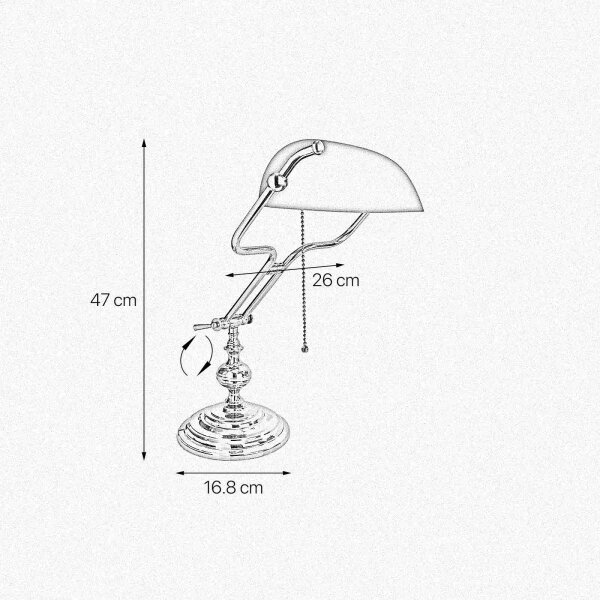 Lampe de banquier Art Nouveau 47 cm laiton verre interrupteur à tirette E27