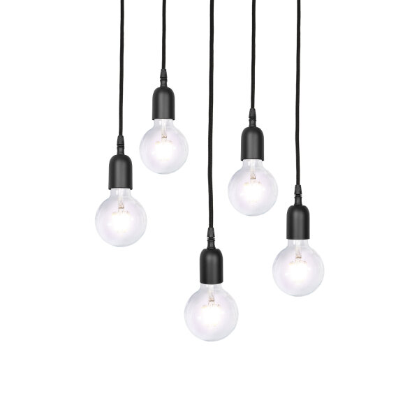 Hängelampe Schwarz 5-flammig E27 Ø 40 cm Messing Eisen