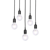 Hängelampe Schwarz 5-flammig E27 Ø 40 cm...