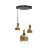 Lampe à suspendre 3 flammes noir laiton fer...