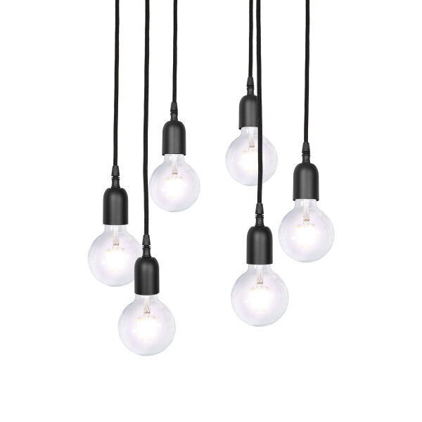 Pendelleuchte Messing Eisen Ø 40 cm 6-flammig E27 Schwarz