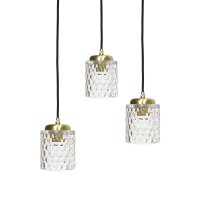 Pendelleuchte 3-flammig verstellbar Messing Eisen Glas...
