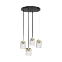 Hängelampe Messing Eisen Glas Ø 49 cm rund 4x...