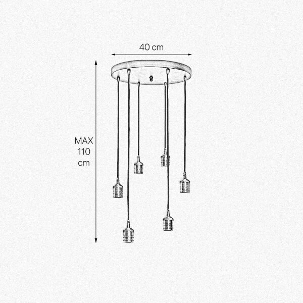 Lampe à suspendre noire pour 6x E27 Ø 40 cm laiton fer