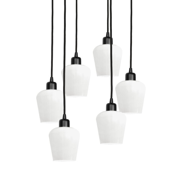 Hängeleuchte Glas Messing Eisen 48,5 cm 6x E27 Weiß Schwarz