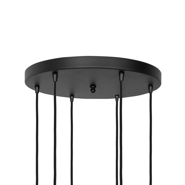 Hängeleuchte Glas Messing Eisen 48,5 cm 6x E27 Weiß Schwarz