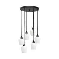 Lampe à suspendre verre laiton fer 48,5 cm 6x E27...