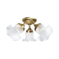 Plafonnier Floral 3 flammes laiton verre Ø 37 cm