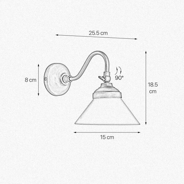 Applique murale laiton verre H : 18,5 cm petite orientable E14
