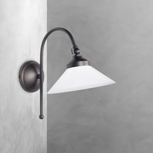 Applique murale en bronze mat blanc E14 verre laiton orientable