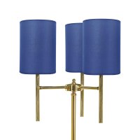 Stehleuchte Messing Stoff Blau 3-flammig 153,5 cm klein