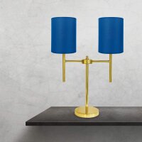 Nachttischleuchte 2-flammig E27 61,5 cm Stoff Messing