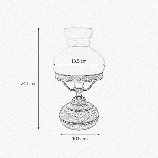 Lampe de table Art Nouveau laiton verre en bronze blanc antique 24,5cm