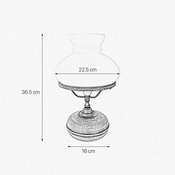 Lampe de table verre laiton H : 36,5 cm E27 en bronze vert antique