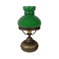 Tischleuchte Glas Messing 24,5 cm in Bronze Antik Grün