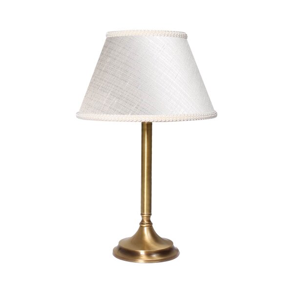 Lampe de table tissu laiton 32,5 cm en bronze blanc E14