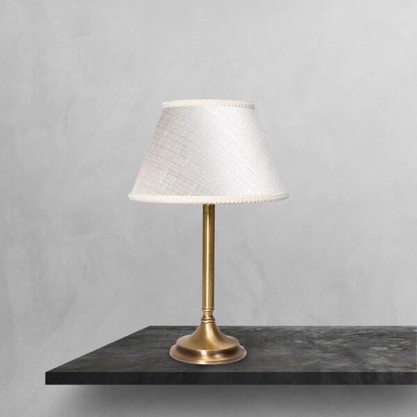 Lampe de table tissu laiton 32,5 cm en bronze blanc E14