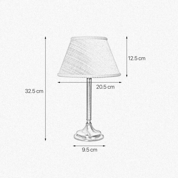 Lampe de table tissu laiton 32,5 cm en bronze blanc E14