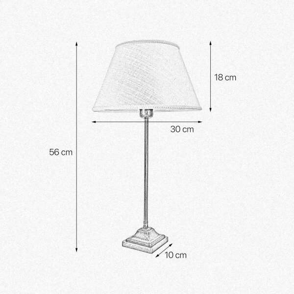 Tischlampe Messing Stoff 56 cm in Bronze Antik Weiß E27