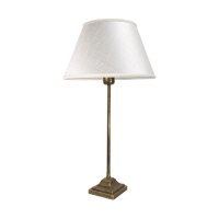 Tischlampe Messing Stoff 56 cm in Bronze Antik Weiß...