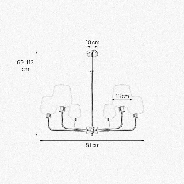 Lustre verre laiton Ø 81 cm 6x E27 réglable