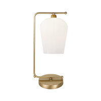 Tischleuchte Messing Glas 46 cm E27 in Bronze hell...