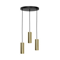 Suspension 3 flammes E27 laiton fer en noir bronze