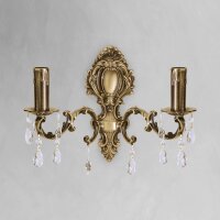 Wandleuchte Messing Kristall B: 39 cm in Bronze hell 2x E14