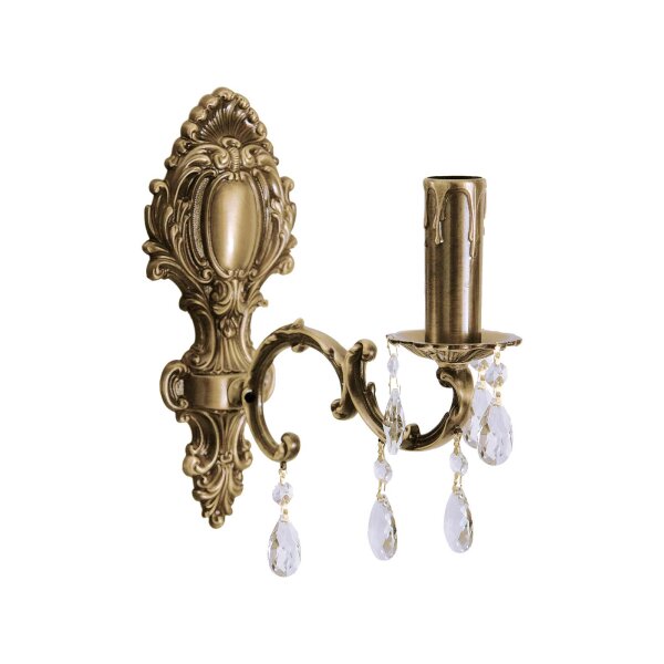 Applique murale laiton cristal H : 29 cm E14 massif en bronze