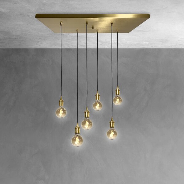 Hängeleuchte Messing massiv B: 80 cm in Bronze hell 6x E27