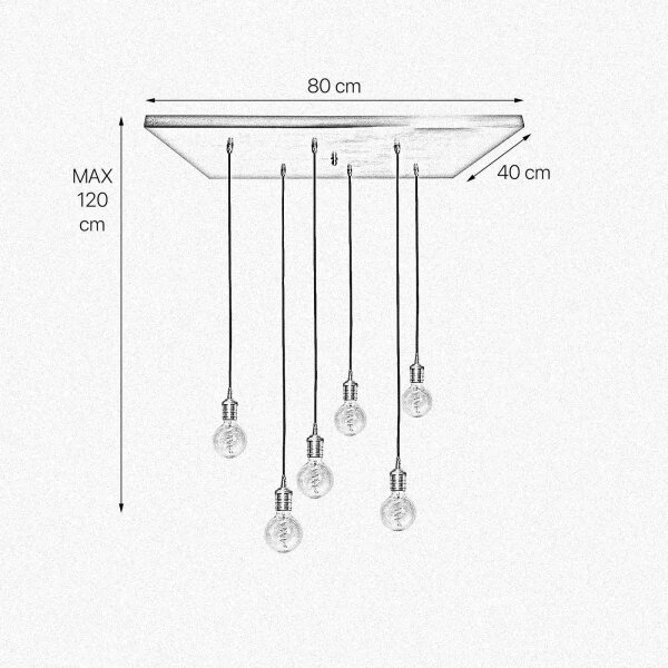 Hängeleuchte Messing massiv B: 80 cm in Bronze hell 6x E27