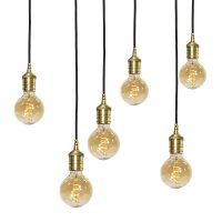 Suspension laiton massif L : 80 cm en bronze clair 6x E27