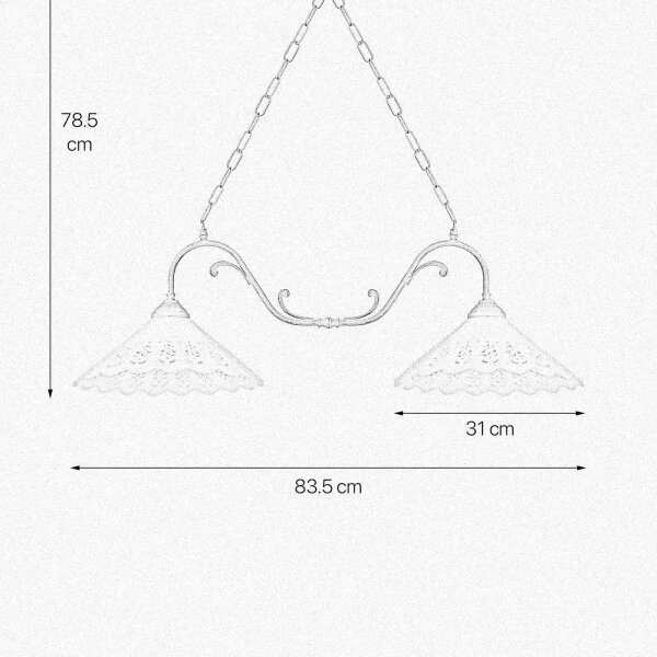 Pendelleuchte 2-flammig B: 83,5 cm Keramik Messing E27